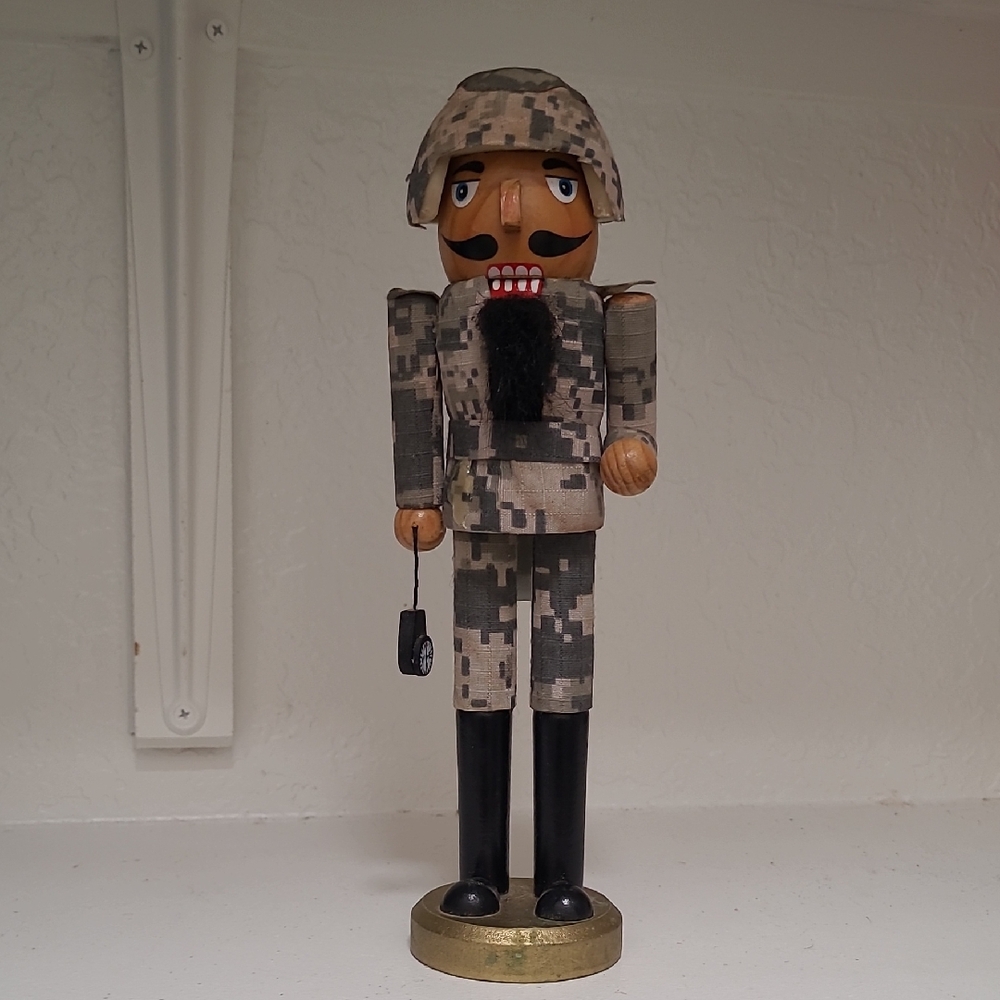 Camouflage Nutcracker Soldier Figurine